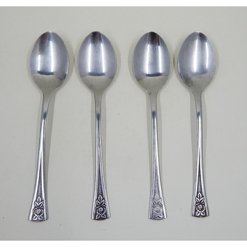 Oneida Northland Pasadena Teaspoon Black Rose Accent Flatware Set of 4 Korea